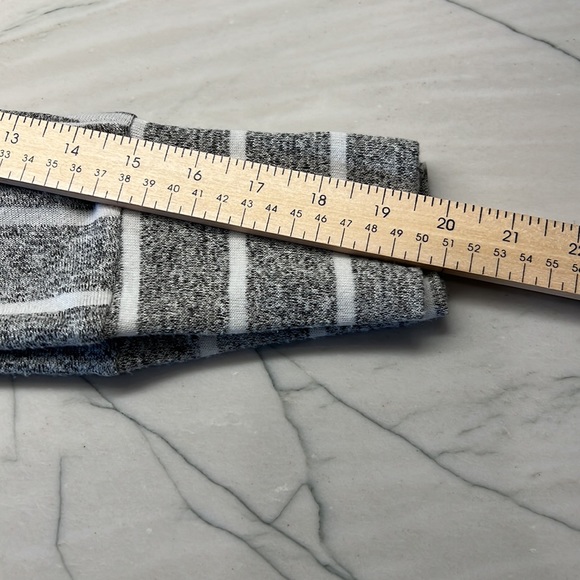 3/4 sleeve gray and white stripe pullover top. - Picture 8 of 9